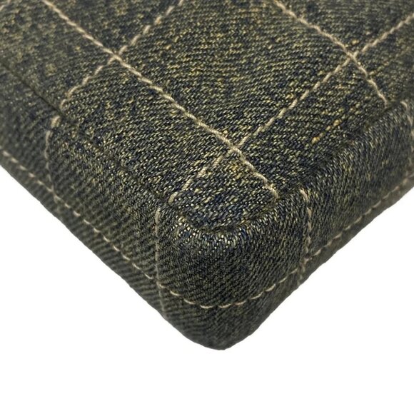 Auth CHANEL Chocolate Bar Navy Denim Leather Shoulder Bag - Picture 9 of 14